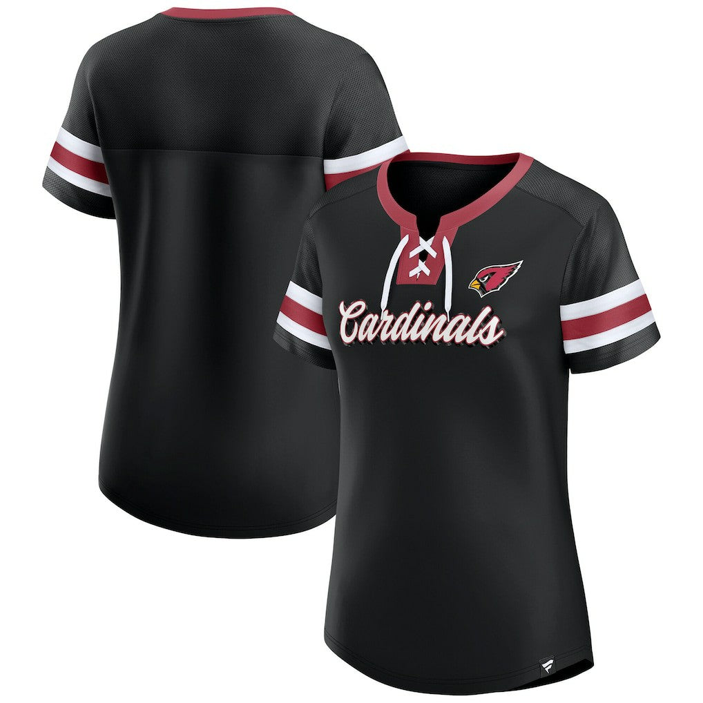Arizona Cardinals Women's Original State Lace-Up T-Shirt Black