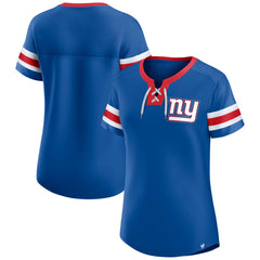 New York Giants Women's Bling Athena Jersey Style Lace-up T-Shirt Royal