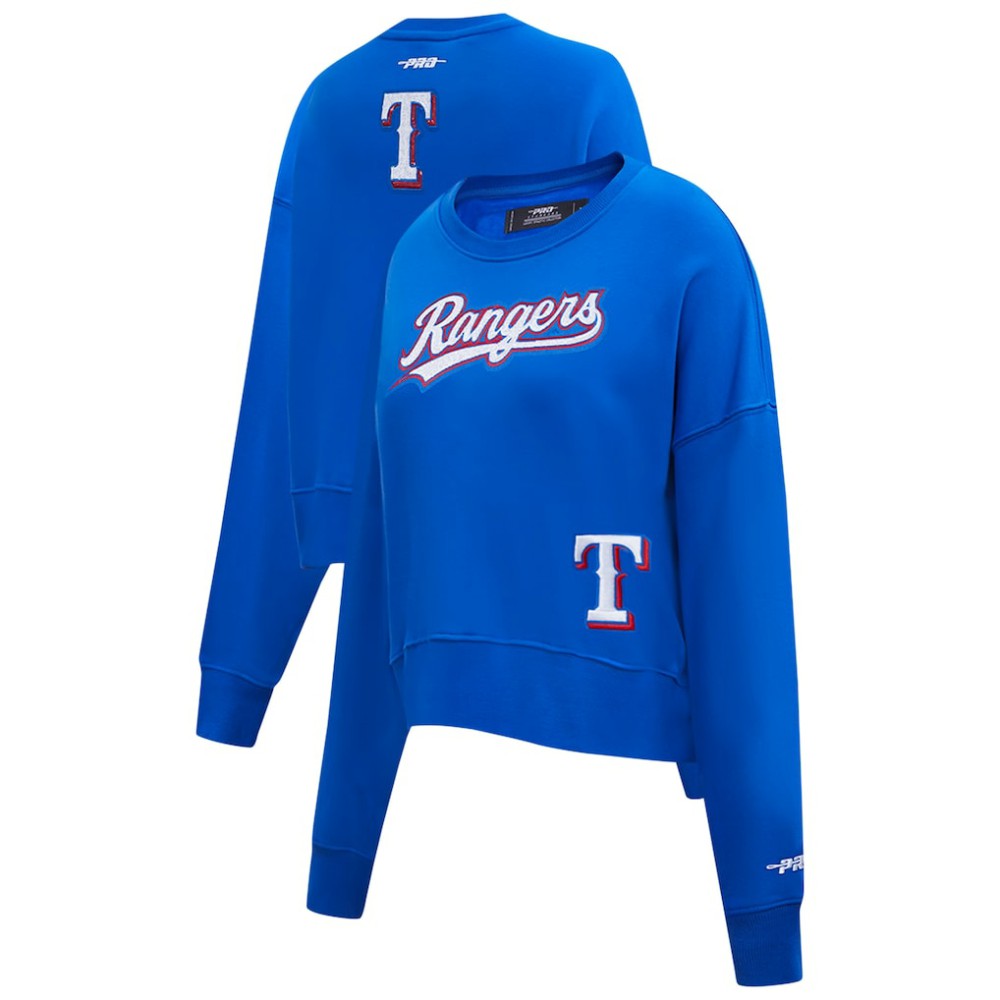 Texas Rangers Pro Standard Women's Game Day Classics Crewneck Pullover Sweatshirt - Royal Pullover