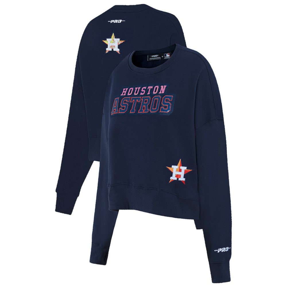 Houston Astros Pro Standard Women's Game Day Classics Crewneck Pullover Sweatshirt - Navy Pullover