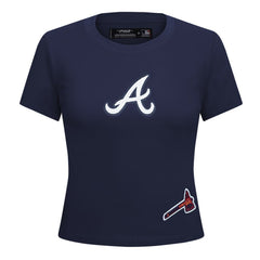 Atlanta Braves Pro Standard Women's Game Day Classics Baby Doll Cropped T-Shirt - Navy T-shirts