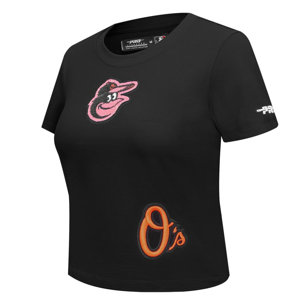 Baltimore Orioles Pro Standard Women's Game Day Classics Baby Doll Cropped T-Shirt - Black T-shirts