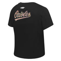 Baltimore Orioles Pro Standard Women's Game Day Classics Baby Doll Cropped T-Shirt - Black T-shirts