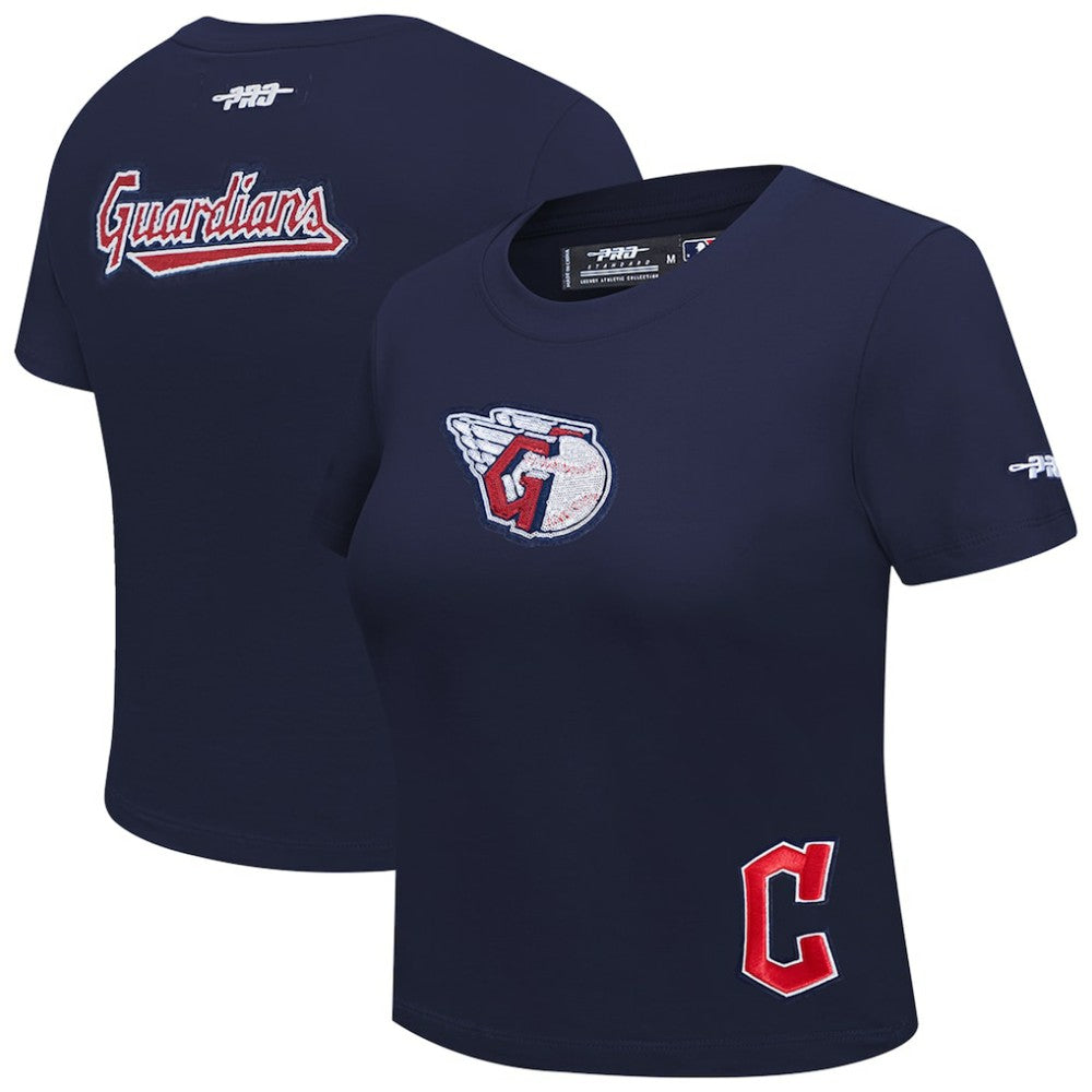 Cleveland Guardians Pro Standard Women's Game Day Classics Baby Doll Cropped T-Shirt - Navy T-shirts