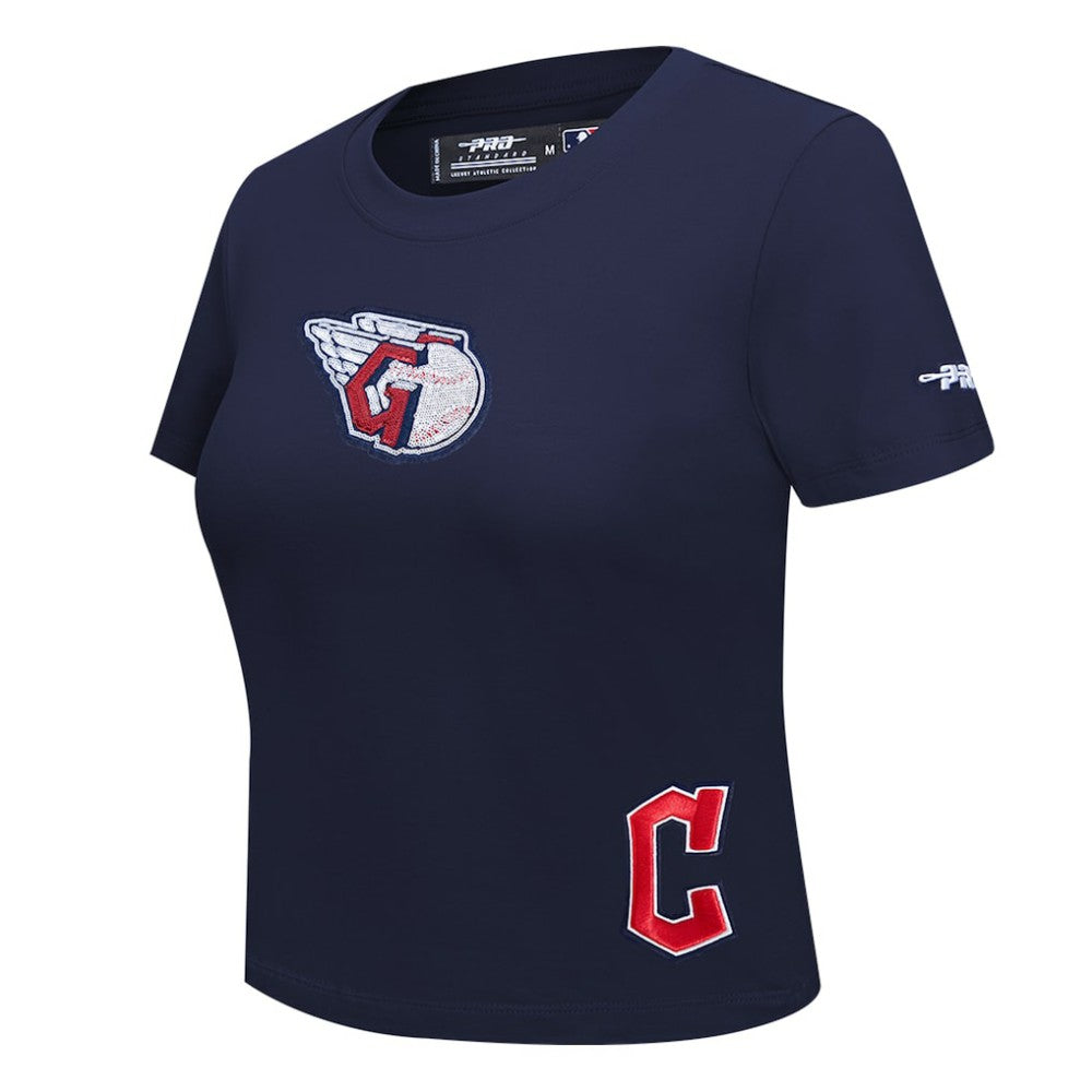 Cleveland Guardians Pro Standard Women's Game Day Classics Baby Doll Cropped T-Shirt - Navy T-shirts