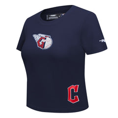 Cleveland Guardians Pro Standard Women's Game Day Classics Baby Doll Cropped T-Shirt - Navy T-shirts