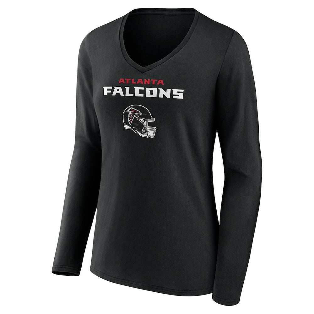 Michael Penix Jr. Atlanta Falcons Women's Name & Number Team Wordmark Long Sleeve V-Neck T-Shirt Black