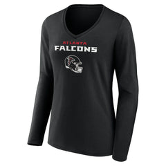 Michael Penix Jr. Atlanta Falcons Women's Name & Number Team Wordmark Long Sleeve V-Neck T-Shirt Black