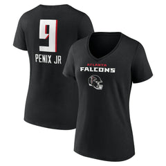 Michael Penix Jr. Atlanta Falcons Women's Name & Number Team Wordmark V-Neck T-Shirt Black
