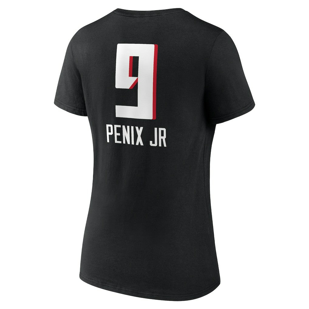 Michael Penix Jr. Atlanta Falcons Women's Name & Number Team Wordmark V-Neck T-Shirt Black