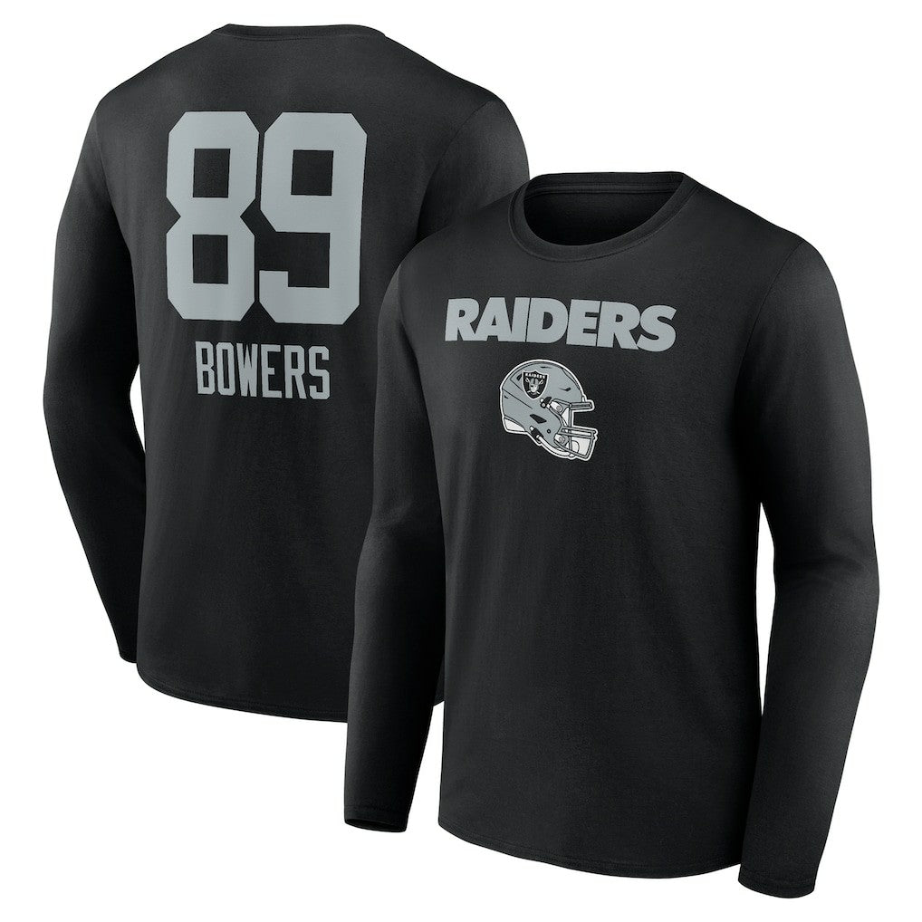 Brock Bowers Las Vegas Raiders Name & Number Team Wordmark Long Sleeve T-Shirt Black