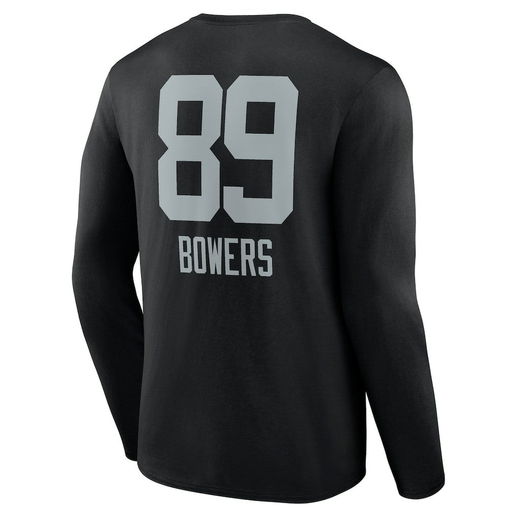 Brock Bowers Las Vegas Raiders Name & Number Team Wordmark Long Sleeve T-Shirt Black
