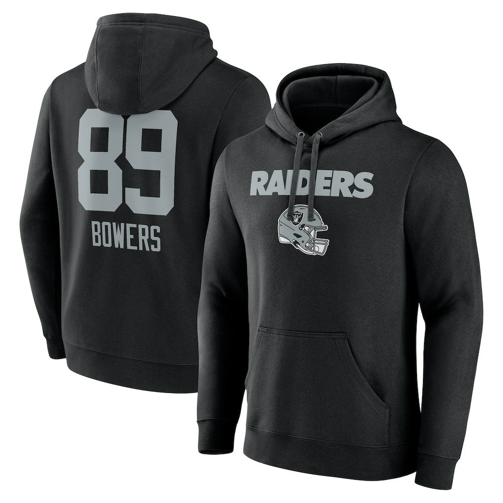 Brock Bowers Las Vegas Raiders Name & Number Team Wordmark Pullover Hoodie Black