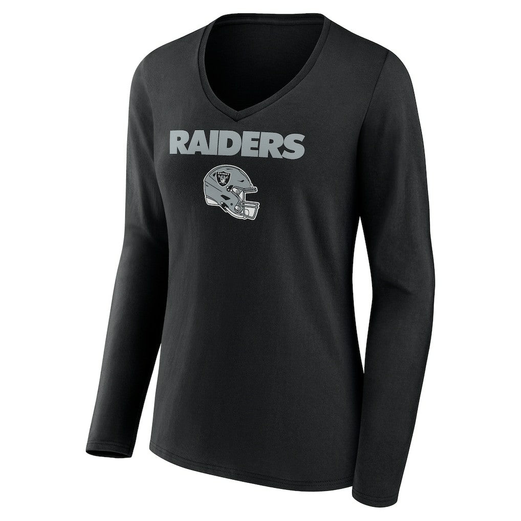 Brock Bowers Las Vegas Raiders Women's Name & Number Team Wordmark Long Sleeve V-Neck T-Shirt Black