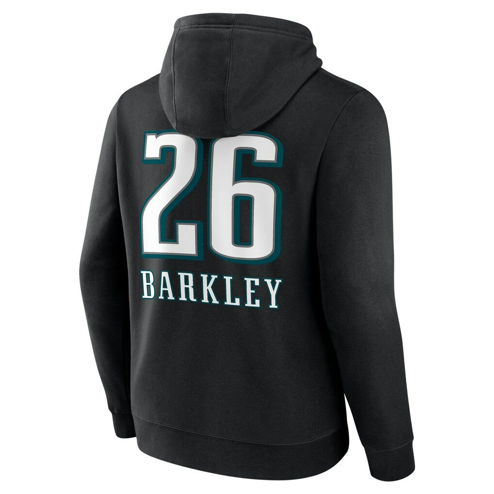 Saquon Barkley Philadelphia Eagles Name & Number Team Wordmark Pullover Hoodie Black