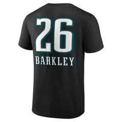 Saquon Barkley Philadelphia Eagles Name & Number Team Wordmark T-Shirt Black