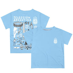 Argentina National Team Vive La Fete Youth Impressions Artwork T-Shirt Light Blue