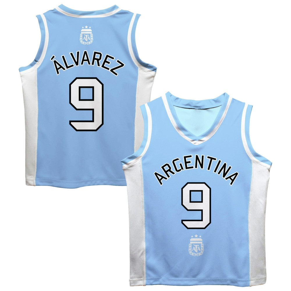 Julián Álvarez Argentina National Team Vive La Fete Mesh Basketball Jersey Light Blue
