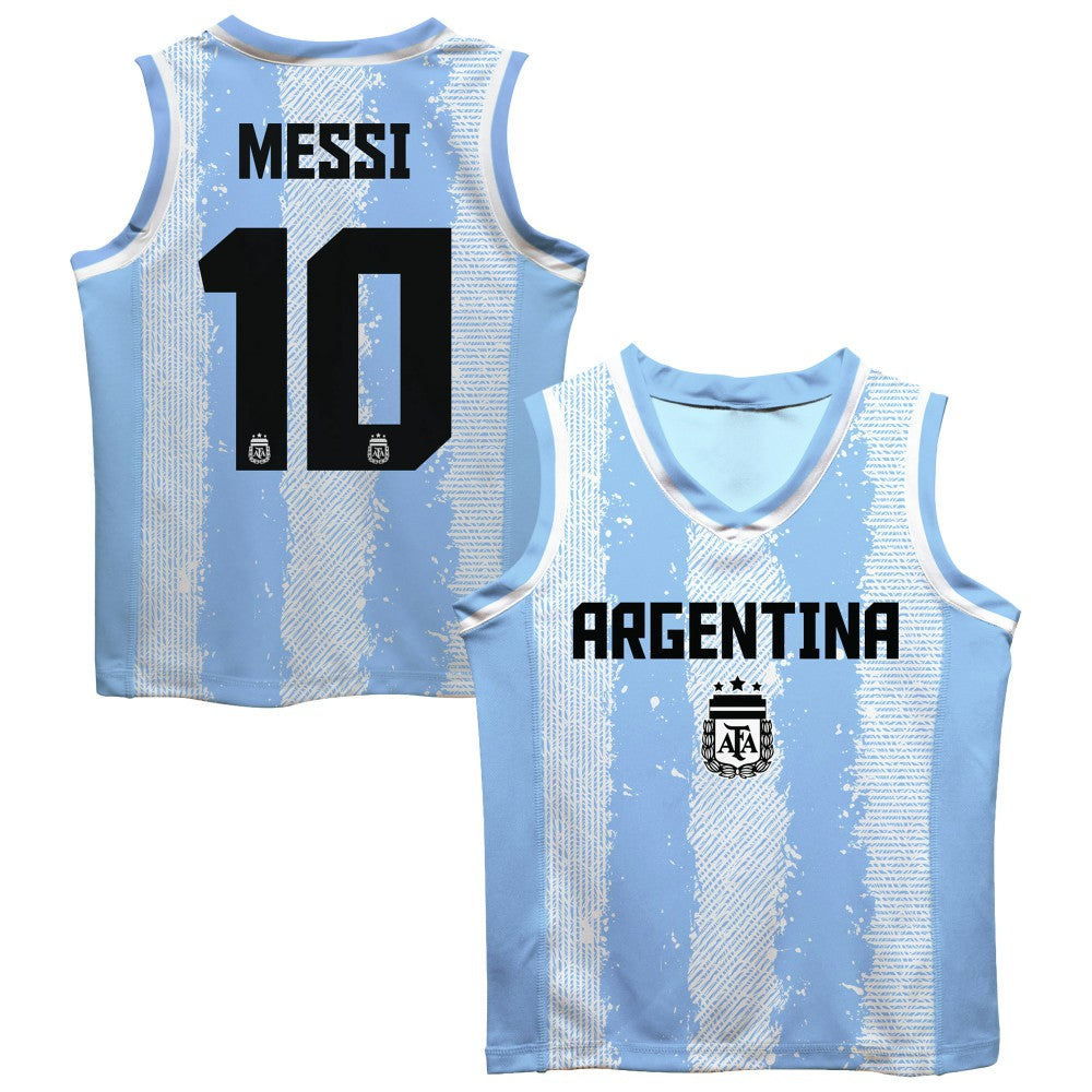 Lionel Messi Argentina National Team Vive La Fete Mesh Basketball Jersey Light Blue