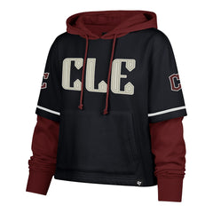 Cleveland Guardians '47 Women's City Connect Shortstop Cropped Pullover Hoodie - Navy Hoodies