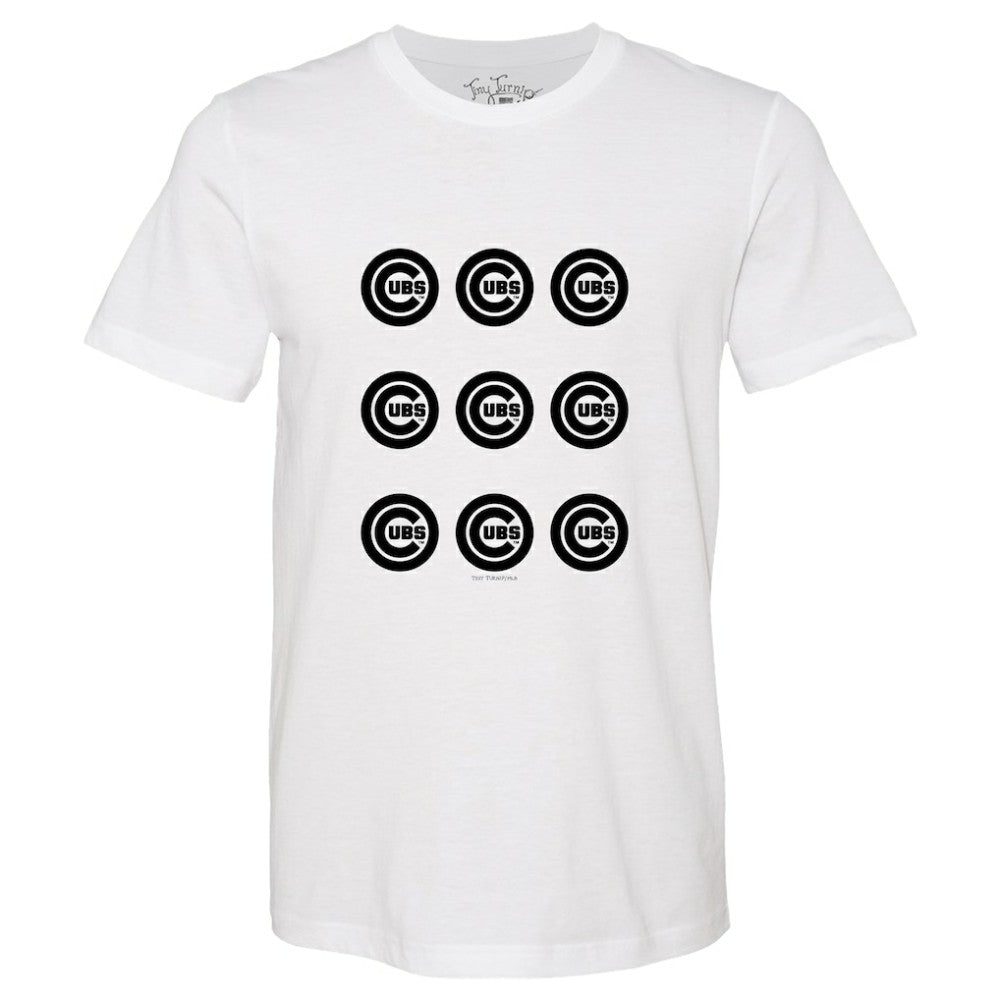 Chicago Cubs Tiny Turnip Women's Logo Grid T-Shirt - White T-shirts