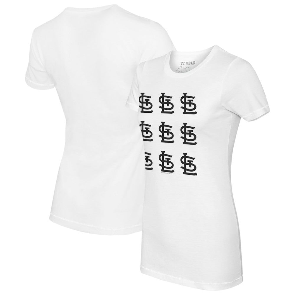 St. Louis Cardinals Tiny Turnip Women's Logo Grid T-Shirt - White T-shirts