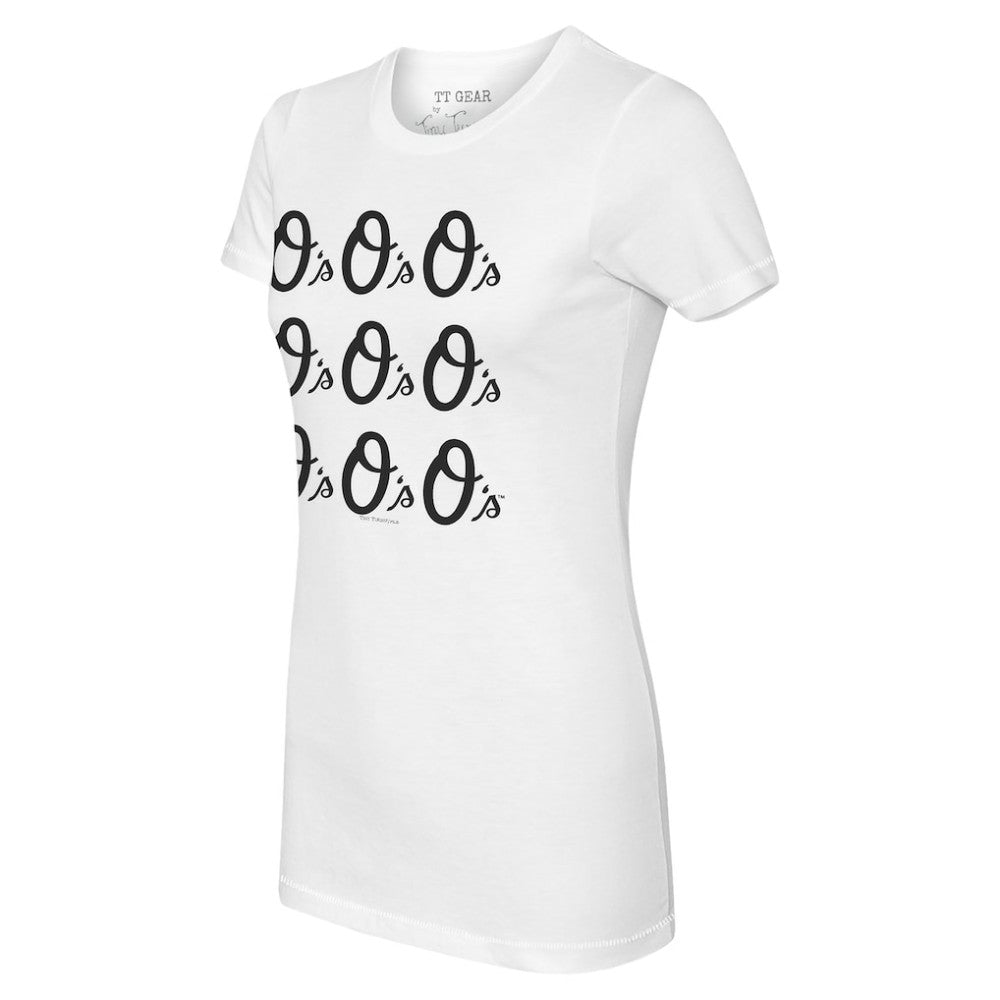 Baltimore Orioles Tiny Turnip Women's Logo Grid T-Shirt - White T-shirts