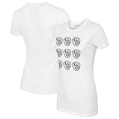 Milwaukee Brewers Tiny Turnip Women's Logo Grid T-Shirt - White T-shirts