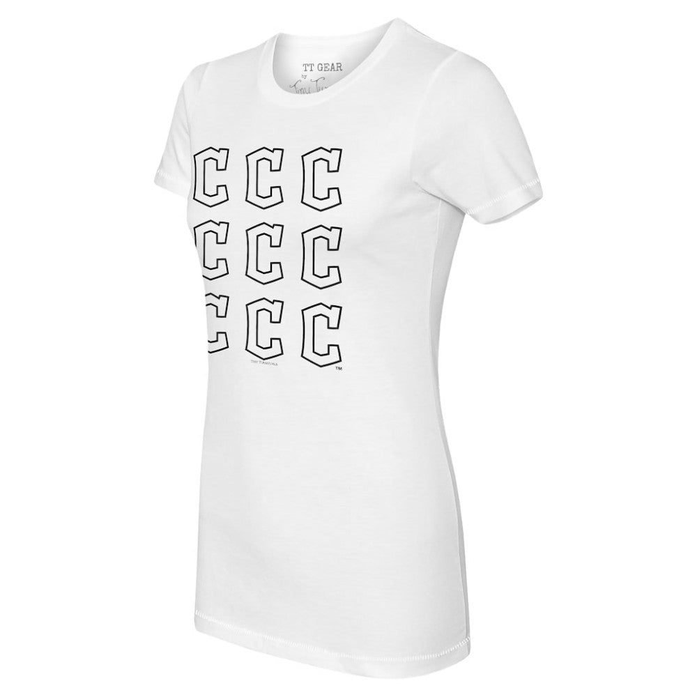 Cleveland Guardians Tiny Turnip Women's Logo Grid T-Shirt - White T-shirts