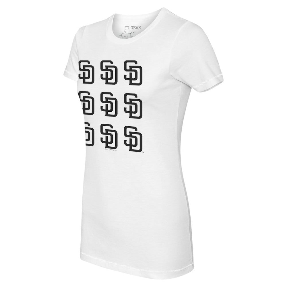 San Diego Padres Tiny Turnip Women's Logo Grid T-Shirt - White T-shirts