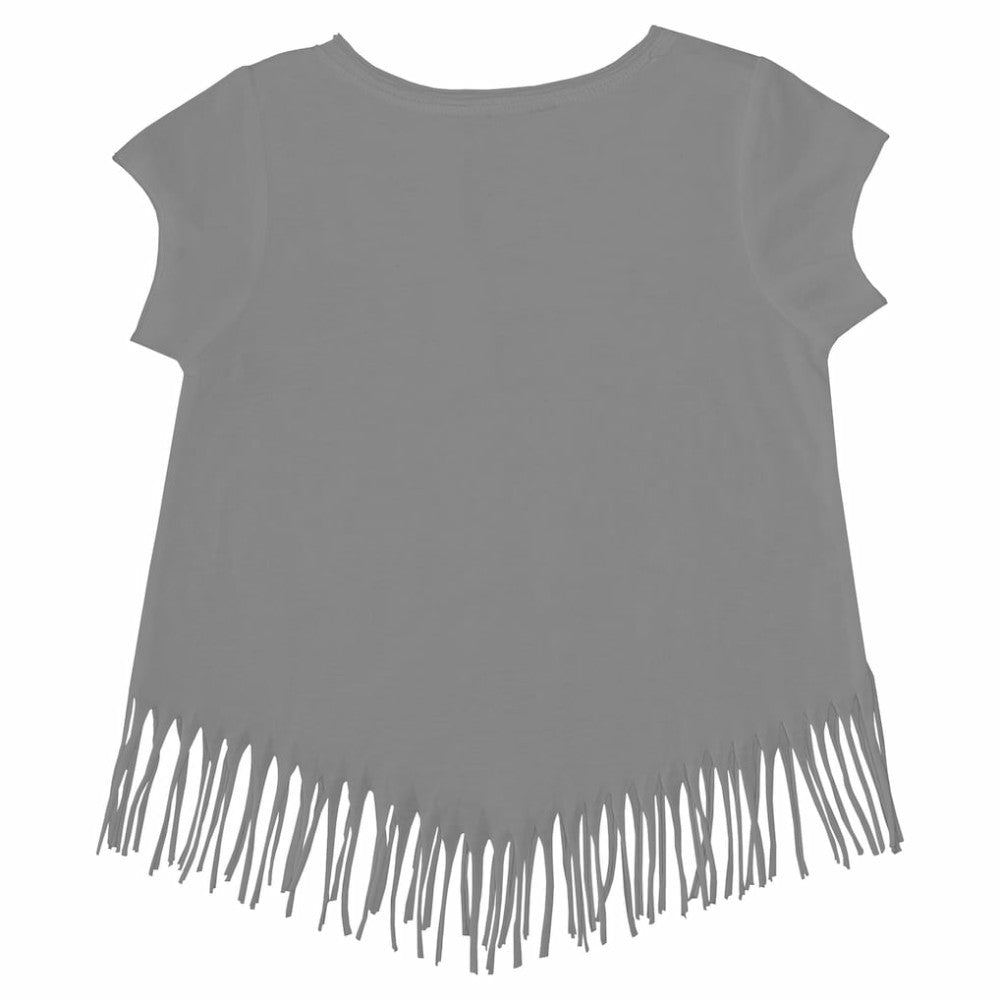 Cleveland Guardians Tiny Turnip Girls Youth Logo Grid Fringe T-Shirt - Gray T-shirts
