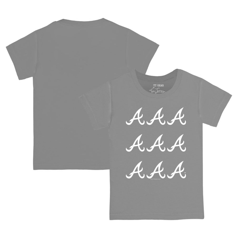 Atlanta Braves Tiny Turnip Youth Logo Grid  T-Shirt - Gray T-shirts