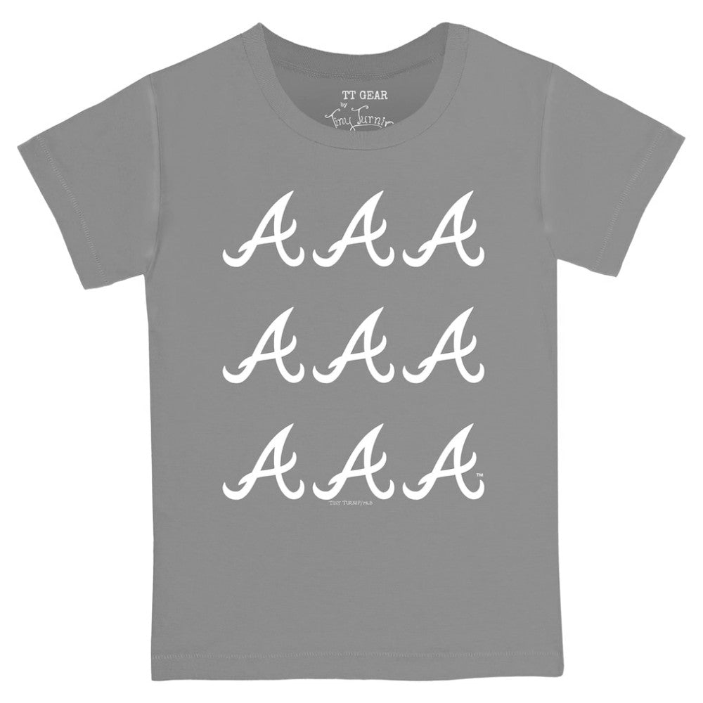Atlanta Braves Tiny Turnip Youth Logo Grid  T-Shirt - Gray T-shirts
