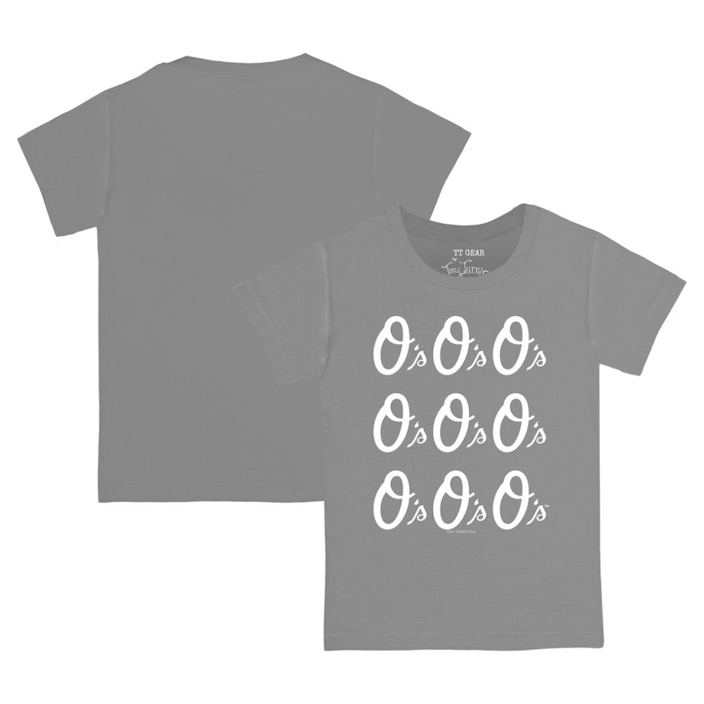 Baltimore Orioles Tiny Turnip Youth Logo Grid  T-Shirt - Gray T-shirts