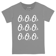 Baltimore Orioles Tiny Turnip Youth Logo Grid  T-Shirt - Gray T-shirts