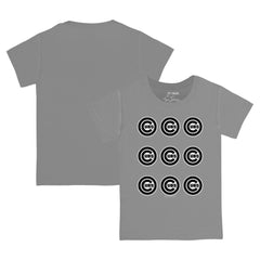 Chicago Cubs Tiny Turnip Youth Logo Grid  T-Shirt - Gray T-shirts