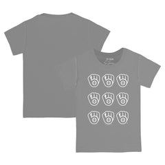 Milwaukee Brewers Tiny Turnip Youth Logo Grid  T-Shirt - Gray T-shirts