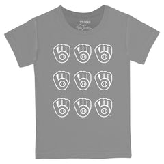 Milwaukee Brewers Tiny Turnip Youth Logo Grid  T-Shirt - Gray T-shirts