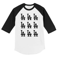 Los Angeles Dodgers Tiny Turnip Youth Logo Grid Raglan 3/4-Sleeve T-Shirt - White/Black T-shirts