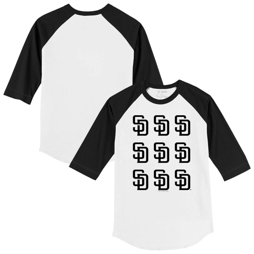 San Diego Padres Tiny Turnip Youth Logo Grid Raglan 3/4-Sleeve T-Shirt - White/Black T-shirts