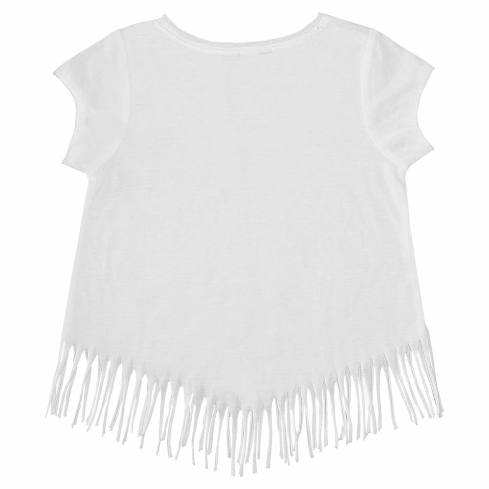 San Diego Padres Tiny Turnip Girls Youth Logo Grid Fringe T-Shirt - White T-shirts