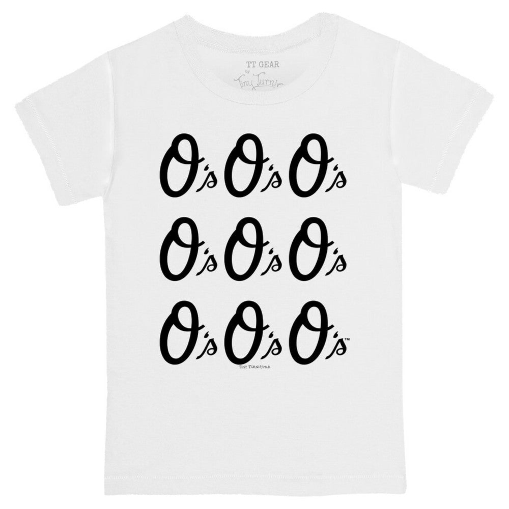 Baltimore Orioles Tiny Turnip Youth Logo Grid T-Shirt - White T-shirts