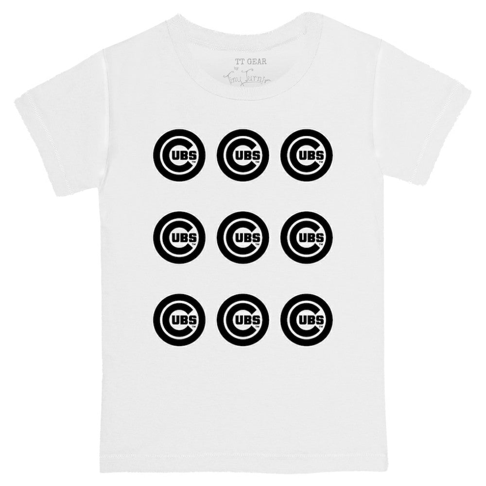 Chicago Cubs Tiny Turnip Youth Logo Grid T-Shirt - White T-shirts
