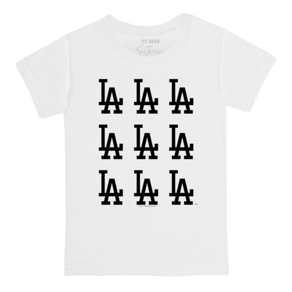 Los Angeles Dodgers Tiny Turnip Youth Logo Grid T-Shirt - White T-shirts