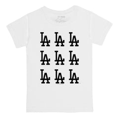 Los Angeles Dodgers Tiny Turnip Youth Logo Grid T-Shirt - White T-shirts
