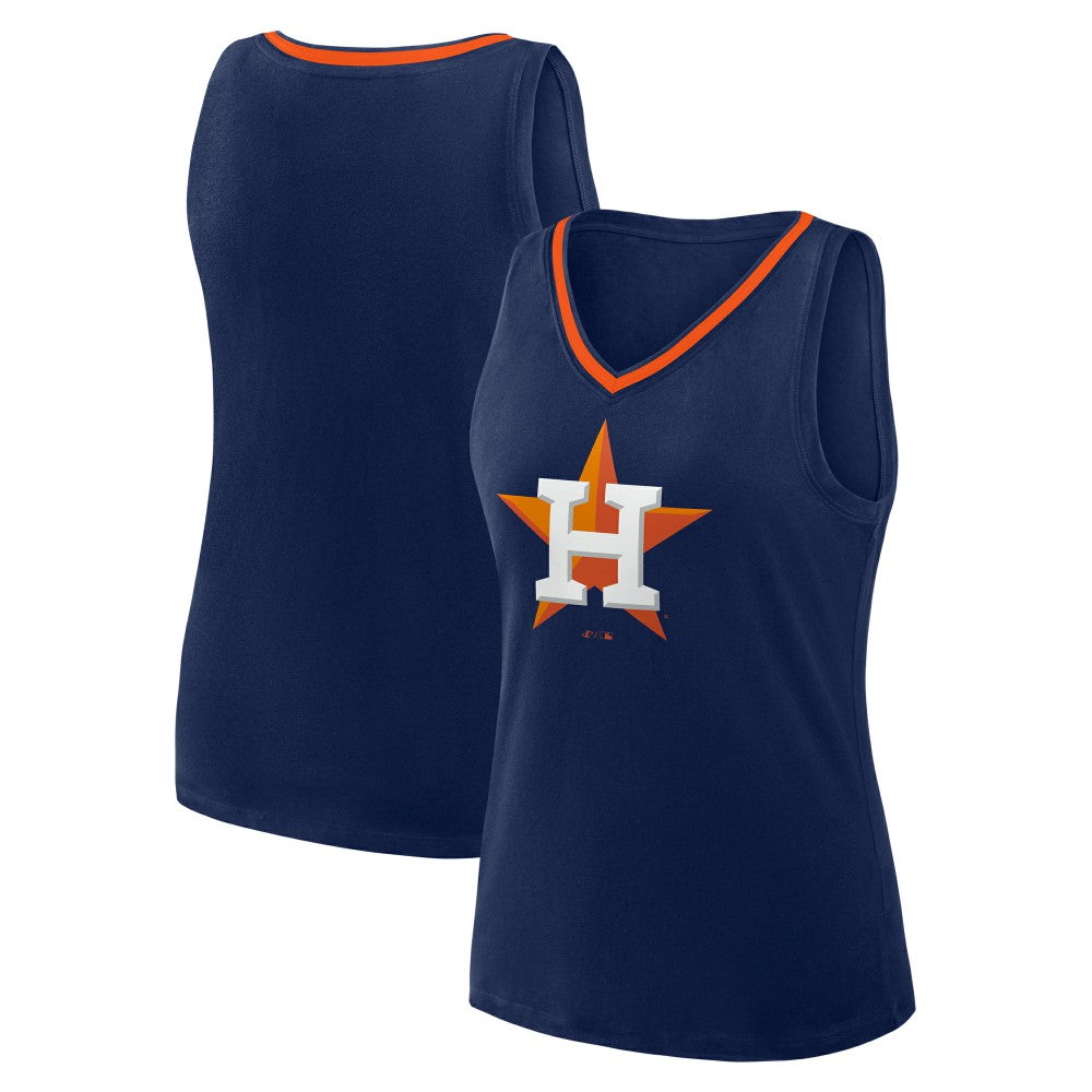 Houston Astros Women's Plus Sized Stellar Win V-Neck Tank Top - Navy Tanks