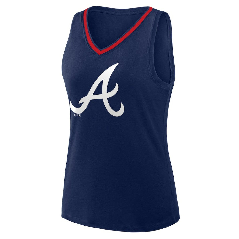 Atlanta Braves Women's Plus Sized Stellar Win V-Neck Tank Top - Navy Tanks
