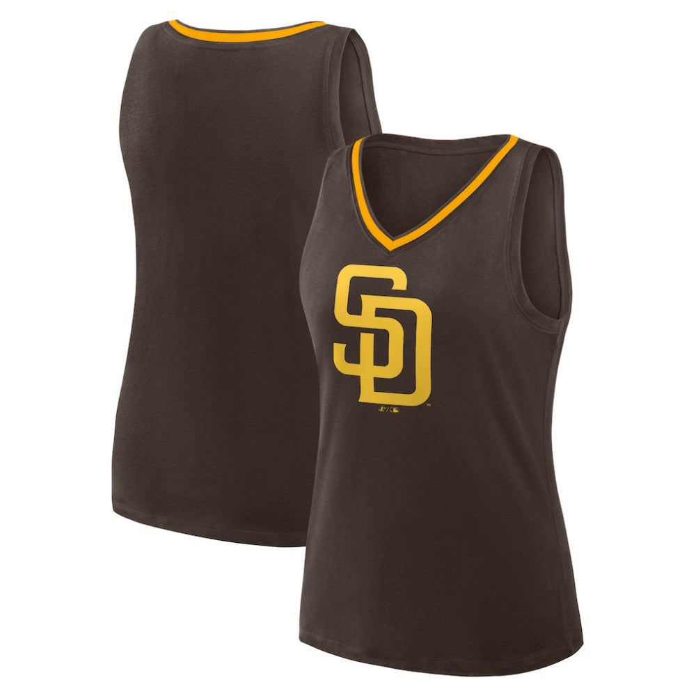 San Diego Padres Women's Plus Sized Stellar Win V-Neck Tank Top - Brown Tanks
