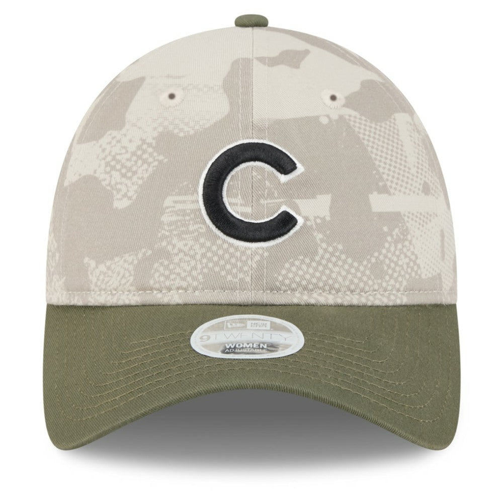 Chicago Cubs New Era Women's 2025 Armed Forces Day 9TWENTY Adjustable Hat - Light Beige/Olive Hats