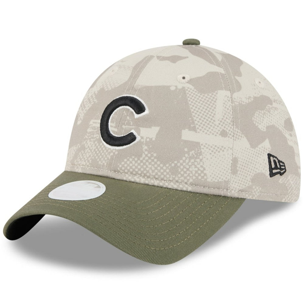 Chicago Cubs New Era Women's 2025 Armed Forces Day 9TWENTY Adjustable Hat - Light Beige/Olive Hats